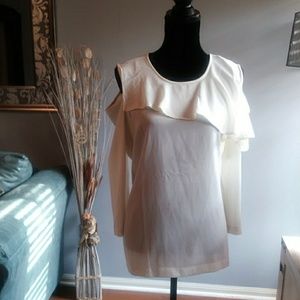 Iman Ruffled Cold Shoulder Blouse